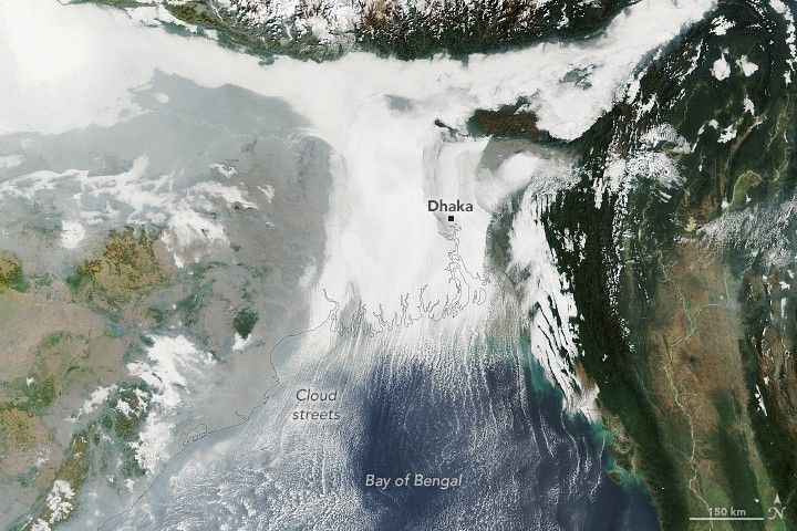 ganges delta under a winter shroud of fog