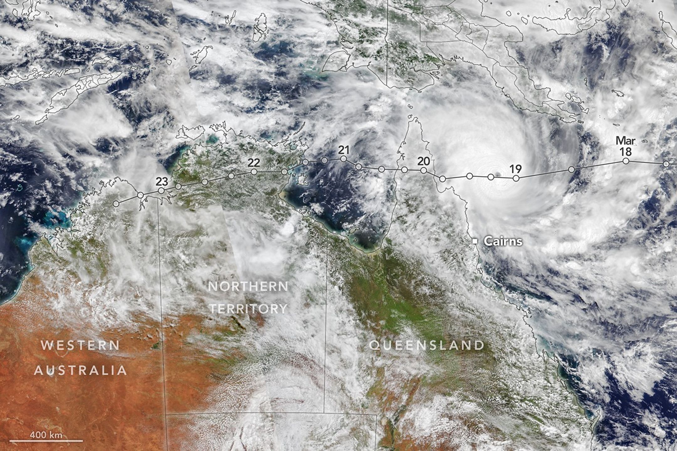 tropical cyclone narelle crosses australia